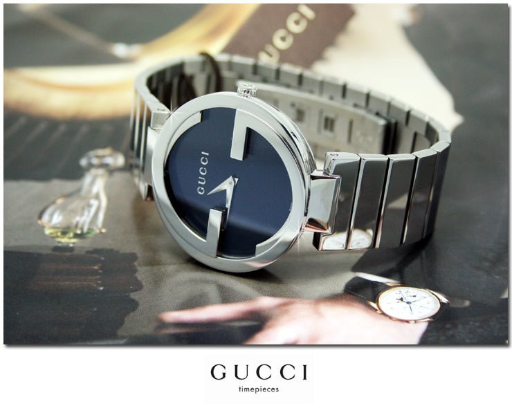  Shop Authentic Gucci Interlocking G Quartz Black Dial Black Steel Strap Watch For Women - YA133502 - Luxxuri