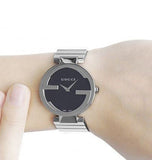  Shop Authentic Gucci Interlocking G Quartz Black Dial Black Steel Strap Watch For Women - YA133502 - Luxxuri