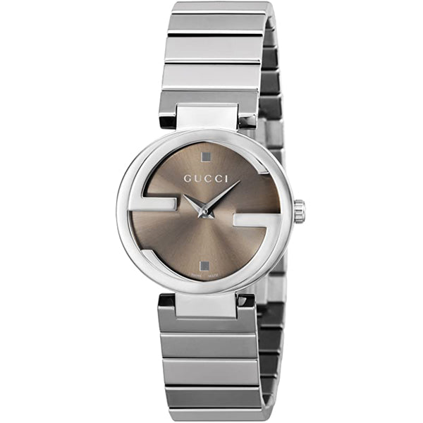  Shop Authentic Gucci Interlocking G Brown Dial Silver Steel Strap Watch For Women - YA133506 - Luxxuri
