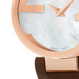  Shop Authentic Gucci G Interlocking Mother of Pearl Dial Brown Leather Strap Watch For Women - YA133516 - Luxxuri