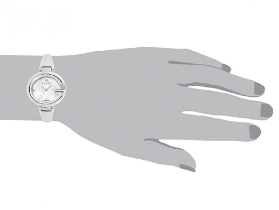  Shop Authentic Gucci Guccissima Diamonds Mother of Pearl Dial Silver Steel Strap Watch For Women - YA134303 - Luxxuri