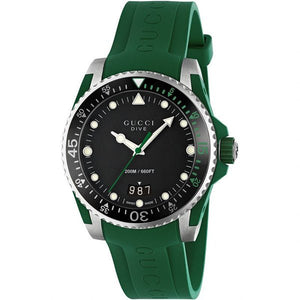  Shop Authentic Gucci Dive Black Dial Green Rubber Strap Watch For Men - YA136310 - Luxxuri