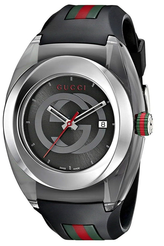  Shop Authentic Gucci Sync XXL Quartz Black Dial Black Rubber Strap Watch For Men - YA137101 - Luxxuri