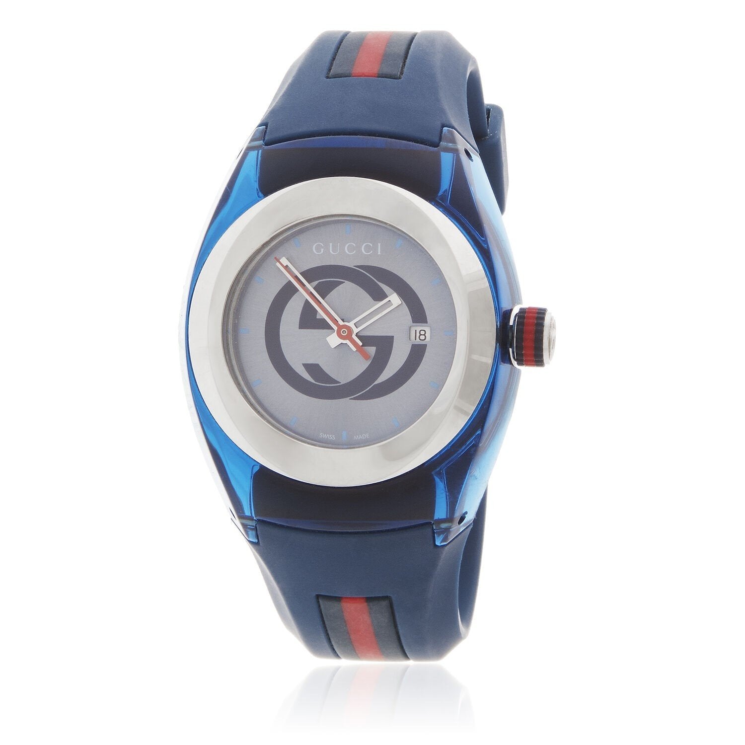  Shop Authentic Gucci Sync Quartz Blue Dial Blue Rubber Strap Watch For Men - YA137304 - Luxxuri
