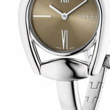  Shop Authentic Gucci Horsebit Collection Quartz Brown Dial Silver Steel Strap Watch For Women - YA139501 - Luxxuri