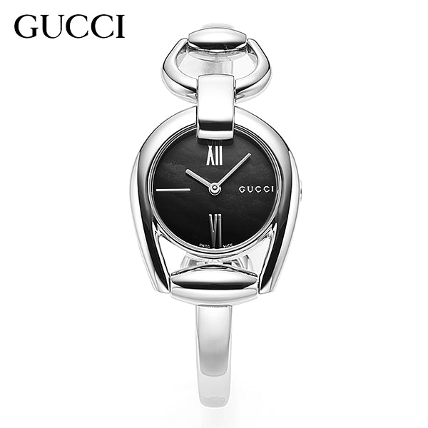  Shop Authentic Gucci Horsebit Collection Mother of Pearl Black Dial Silver Steel Strap Watch For Women - YA139503 - Luxxuri