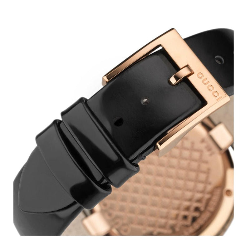  Shop Authentic Gucci Diamantissima Quartz Black Dial Black Leather Strap Watch for Women - YA141401 - Luxxuri