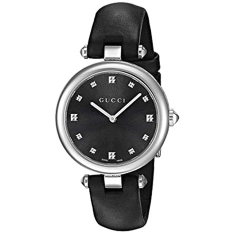  Shop Authentic Gucci Diamantissima Diamonds Black Dial Black Leather Strap Watch For Women - YA141403 - Luxxuri