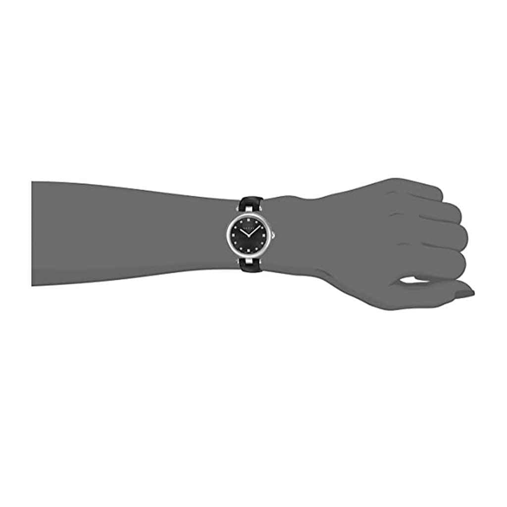  Shop Authentic Gucci Diamantissima Diamonds Black Dial Black Leather Strap Watch For Women - YA141403 - Luxxuri