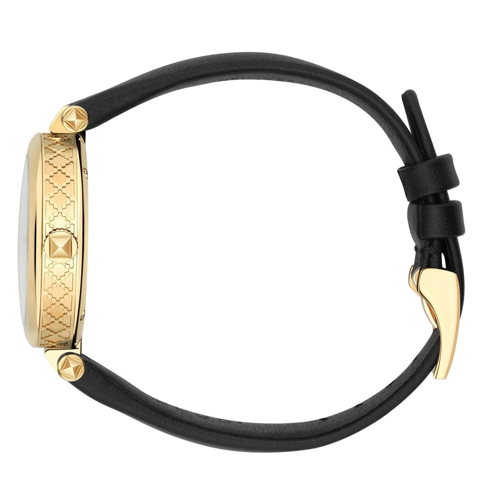  Shop Authentic Gucci Diamantissima Quartz Mother of Pearl Dial Black Leather Strap Watch for Women - YA141404 - Luxxuri