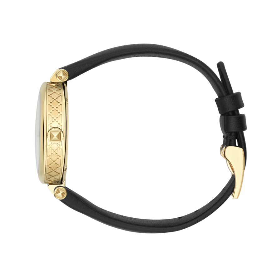  Shop Authentic Gucci Diamantissima Quartz Mother of Pearl Dial Black Leather Strap Watch for Women - YA141404 - Luxxuri