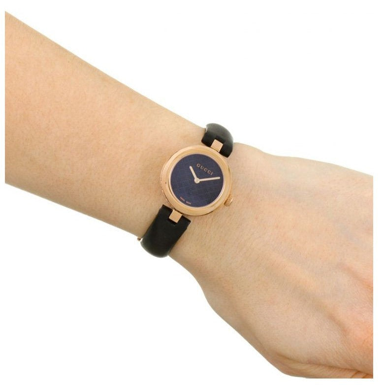  Shop Authentic Gucci Diamantissima Quartz Black Dial Black Leather Strap Watch for Women - YA141501 - Luxxuri
