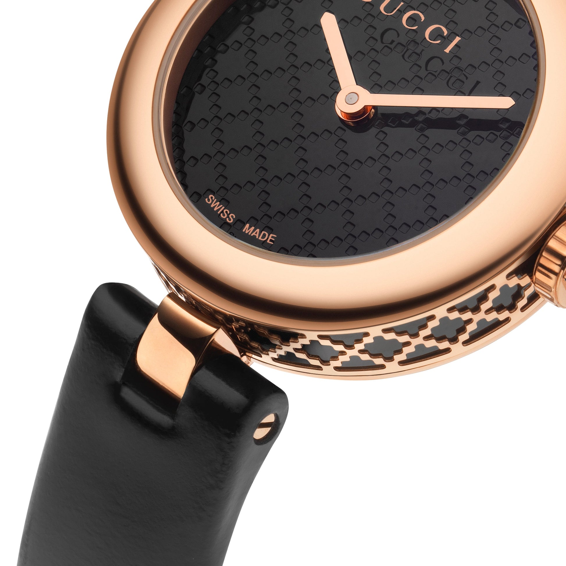  Shop Authentic Gucci Diamantissima Quartz Black Dial Black Leather Strap Watch for Women - YA141501 - Luxxuri