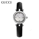  Shop Authentic Gucci Diamantissima Diamonds Mother of Pearl Dial Black Leather Strap Watch For Women - YA141511 - Luxxuri