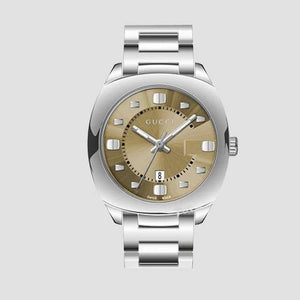  Shop Authentic Gucci Vintage Diamonds Brown Dial Silver Steel Strap Watch For Men - YA142409 - Luxxuri