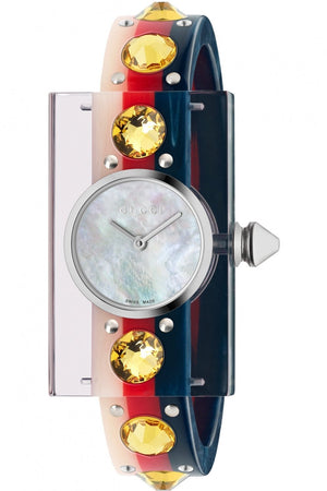  Shop Authentic Gucci Web Pink Mother of Pearl Dial Watch For Women - YA143524 - Luxxuri