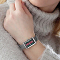  Shop Authentic Gucci G Frame Red and Green Dial Silver Mesh Bracelet Watch For Women - YA147401 - Luxxuri
