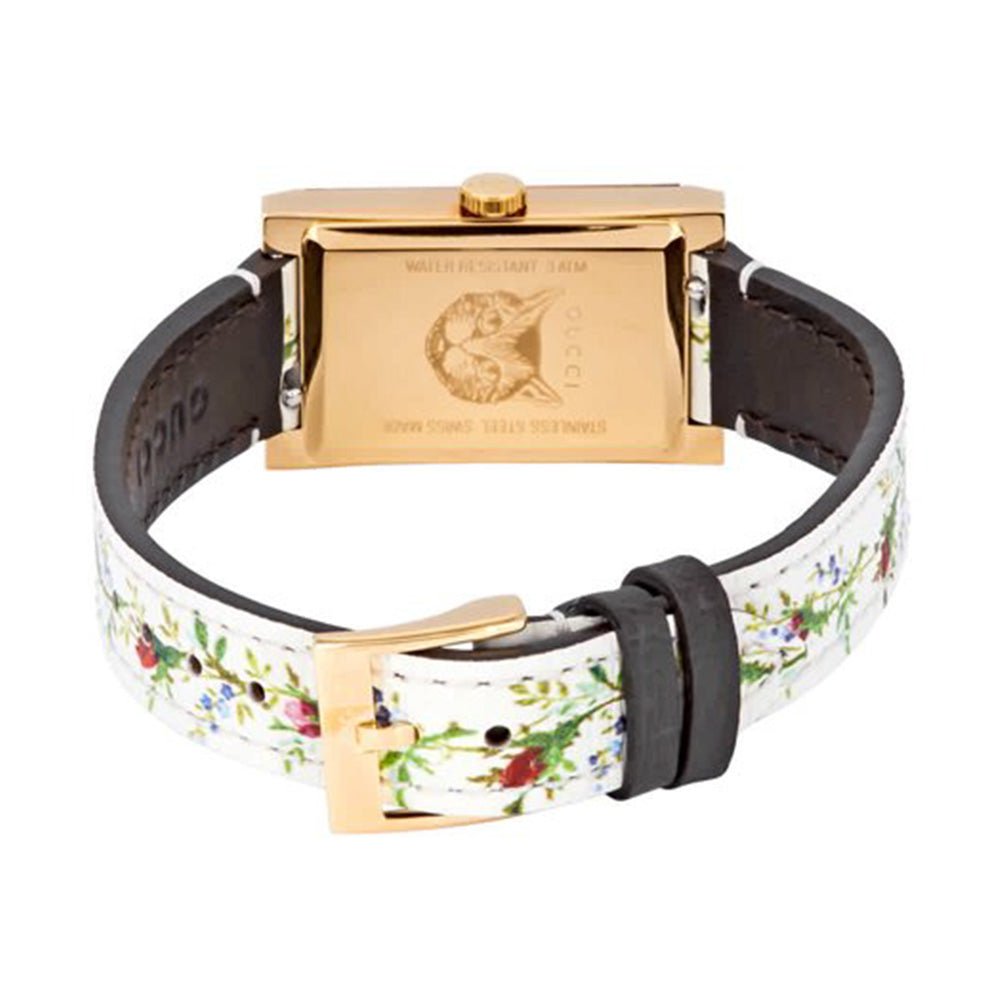  Shop Authentic Gucci G-Frame Floral Mother of Pearl Dial White Leather Strap Watch For Women - YA147407 - Luxxuri
