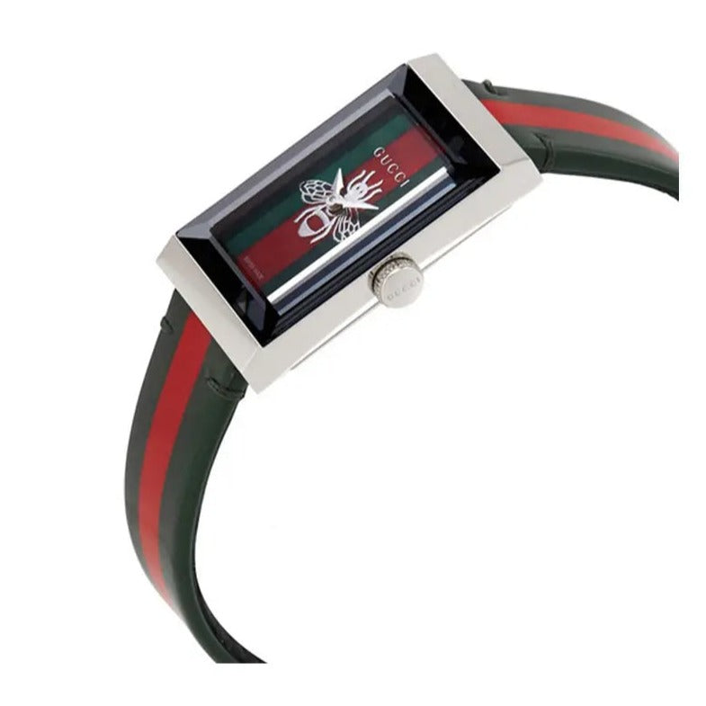  Shop Authentic Gucci G Frame Quartz Green & Red Mother of Pearl Dial Multicolor Leather Strap Watch For Women - YA147408 - Luxxuri