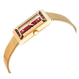  Shop Authentic Gucci G Frame Quartz Diamonds White Red Blue Dial Gold Mesh Bracelet Watch For Women - YA147511 - Luxxuri