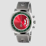  Shop Authentic Gucci Grip Quartz Chronograph Red Dial Silver Steel Strap Watch For Men - YA157303 - Luxxuri