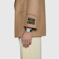  Shop Authentic Gucci Grip Quartz Silver Dial Green Leather Strap Watch For Women - YA157404 - Luxxuri