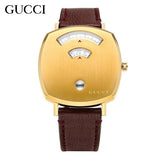  Shop Authentic Gucci Grip Quartz Yellow Gold Dial Maroon Leather Strap Watch For Women - YA157405 - Luxxuri
