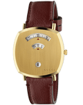  Shop Authentic Gucci Grip Yellow Gold Dial Maroon Leather Strap Unisex Watch - YA157411 - Luxxuri