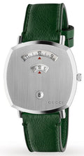  Shop Authentic Gucci Grip Silver Dial Green Leather Strap Unisex Watch - YA157412 - Luxxuri