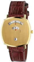  Shop Authentic Gucci Grip Quartz Gold Dial Maroon Leather Strap Watch For Women - YA157413 - Luxxuri