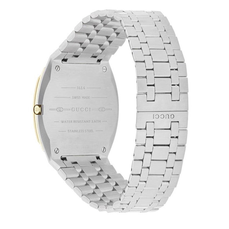  Shop Authentic Gucci 25H Quartz Gold Dial Silver Steel Strap Watch for Women - YA163403 - Luxxuri
