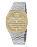  Shop Authentic Gucci 25H Quartz Gold Dial Silver Steel Strap Watch for Men - YA163405 - Luxxuri