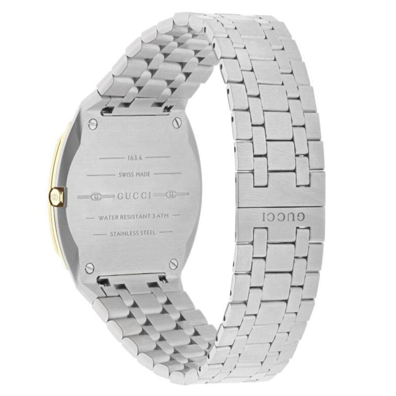  Shop Authentic Gucci 25H Quartz Gold Dial Silver Steel Strap Watch for Men - YA163405 - Luxxuri