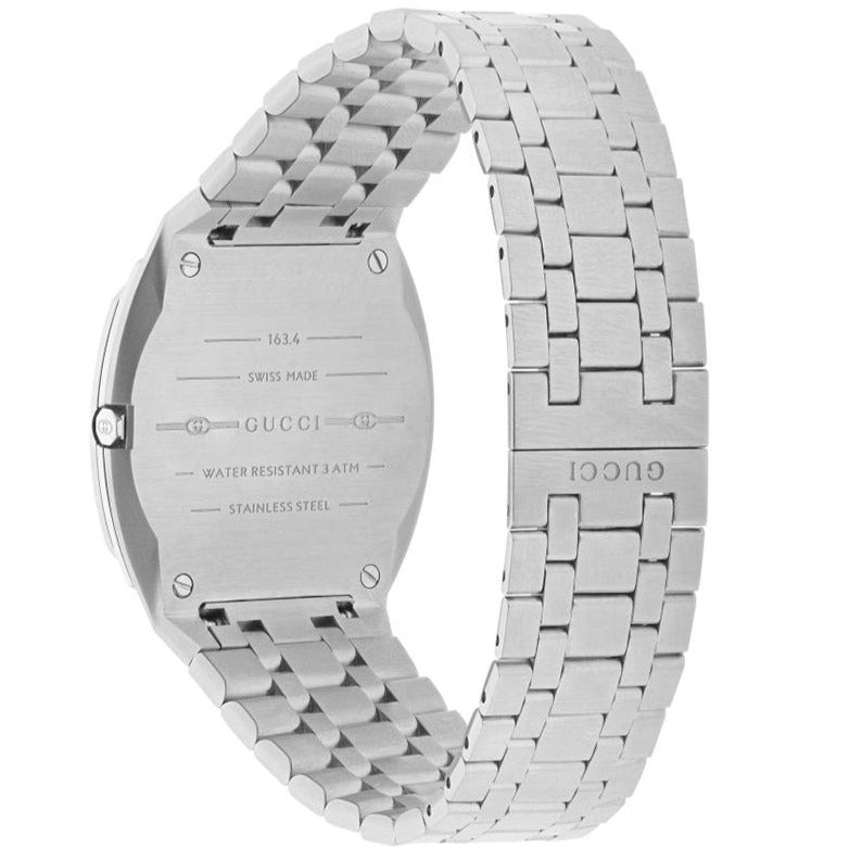  Shop Authentic Gucci 25H Quartz Silver Dial Silver Steel Strap Unisex Watch - YA163407 - Luxxuri