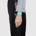 Shop Authentic Gucci 25H Quartz Turquoise Dial Silver Steel Strap Watch For Women - YA163409 - Luxxuri