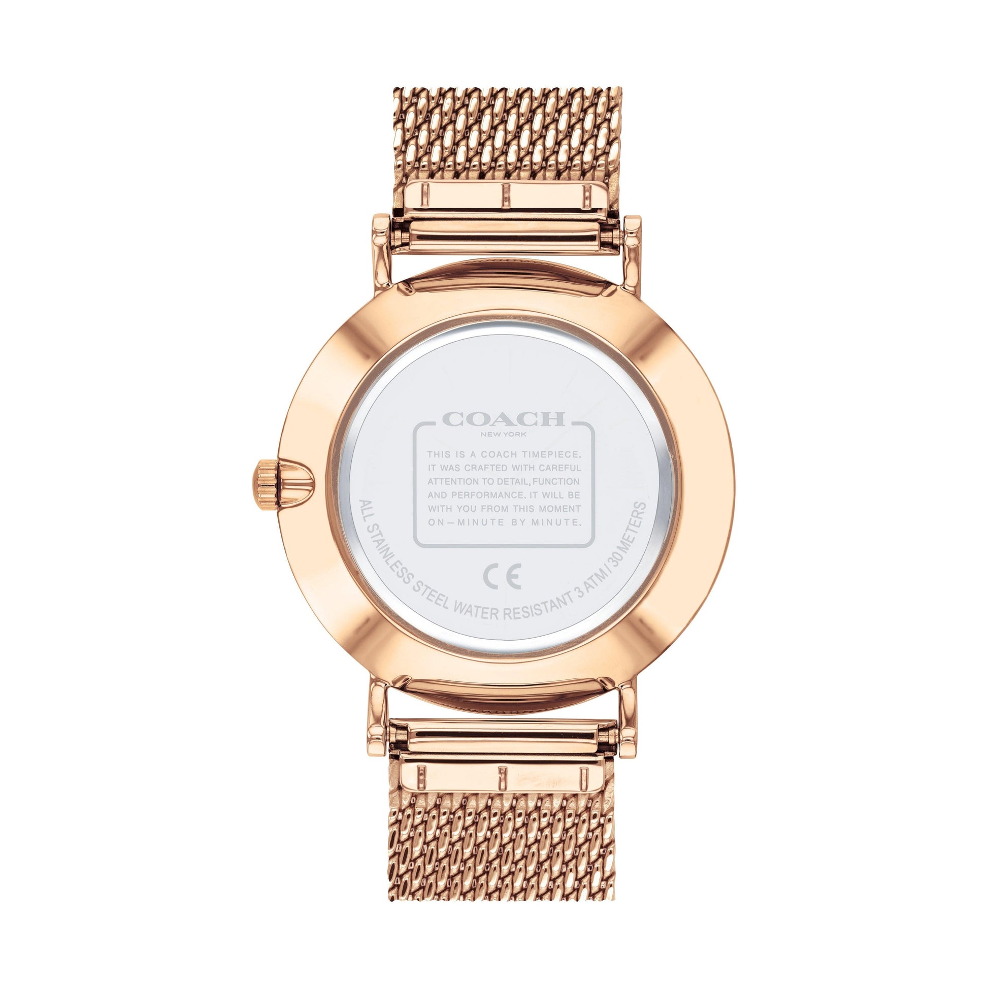 Coach Perry Silver Dial Rose Gold Mesh Bracelet Watch for Women - 14503386