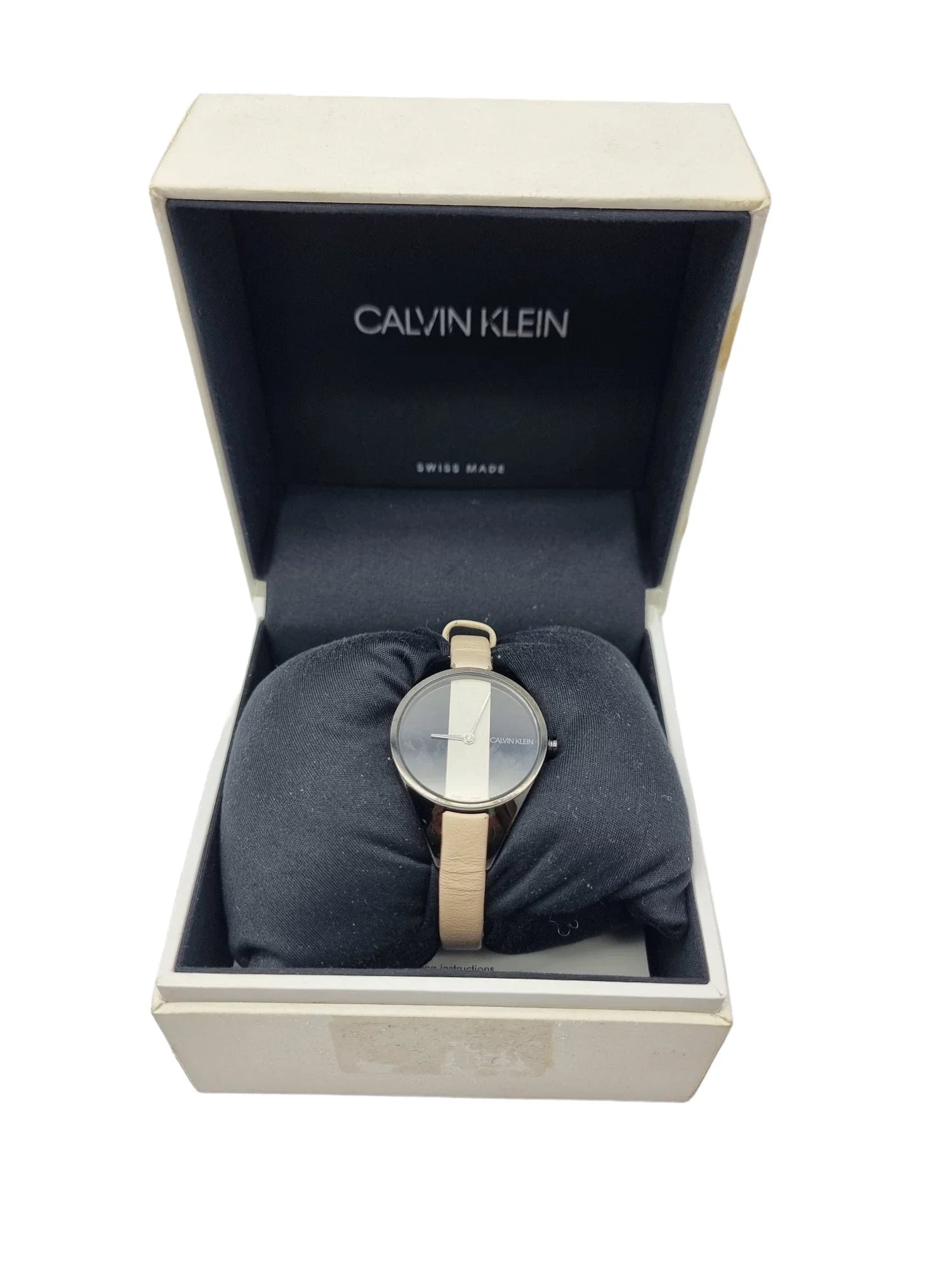  Shop Authentic Calvin Klein Rebel Cream Black Dial Cream Leather Strap Watch for Women - K8P237X1 - Luxxuri