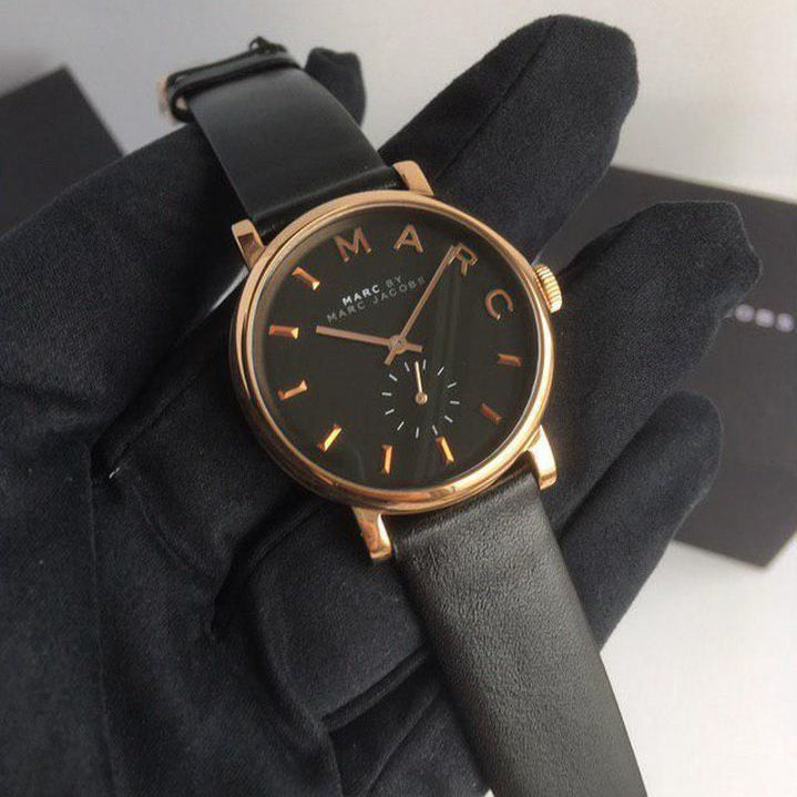  Shop Authentic Marc Jacobs Baker Black Dial Black Leather Strap Watch for Women - MBM8633 - Luxxuri