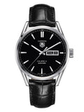  Shop Authentic Tag Heuer Carrera Automatic 41mm Black Dial Black Leather Strap Watch for Men - WAR201A.FC6266 - Luxxuri
