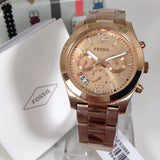  Shop Authentic Fossil Boyfriend Multifunction Rose Gold Dial Rose Gold Steel Strap Watch for Women - ES3885 - Luxxuri