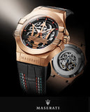  Shop Authentic Maserati Potenza Skeleton Limited Edition Dial Black Strap Watch For Men - R8821108026 - Luxxuri