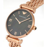  Shop Authentic Emporio Armani Gianni T-Bar Black Dial Rose Gold Strap Watch For Women - AR11145 - Luxxuri
