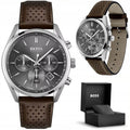  Shop Authentic Hugo Boss Champion Grey Dial Brown Leather Strap Watch for Men - 1513815 - Luxxuri