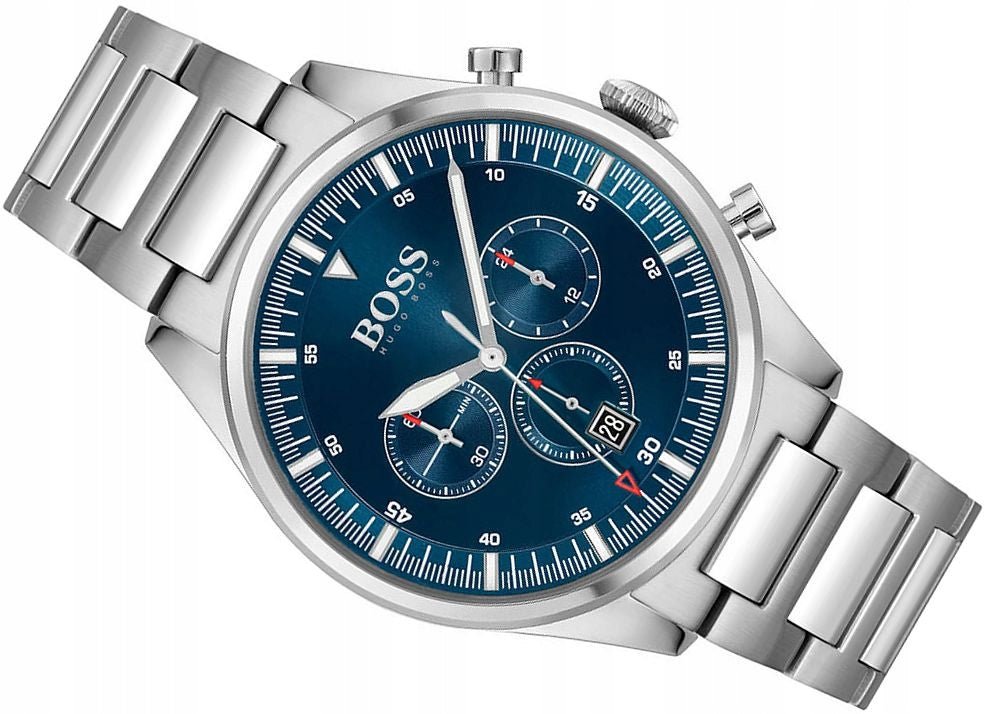  Shop Authentic Hugo Boss Pioneer Blue Dial Silver Steel Strap Watch for Men - 1513867 - Luxxuri