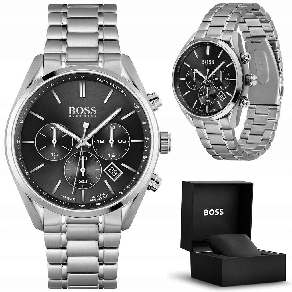  Shop Authentic Hugo Boss Champion Black Dial Silver Steel Strap Watch for Men - 1513871 - Luxxuri