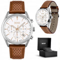  Shop Authentic Hugo Boss Champion White Dial Brown Leather Strap Watch for Men - 1513879 - Luxxuri