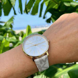  Shop Authentic Michael Kors Pyper Quartz Silver Dial White Leather Strap Watch For Women - MK2858 - Luxxuri