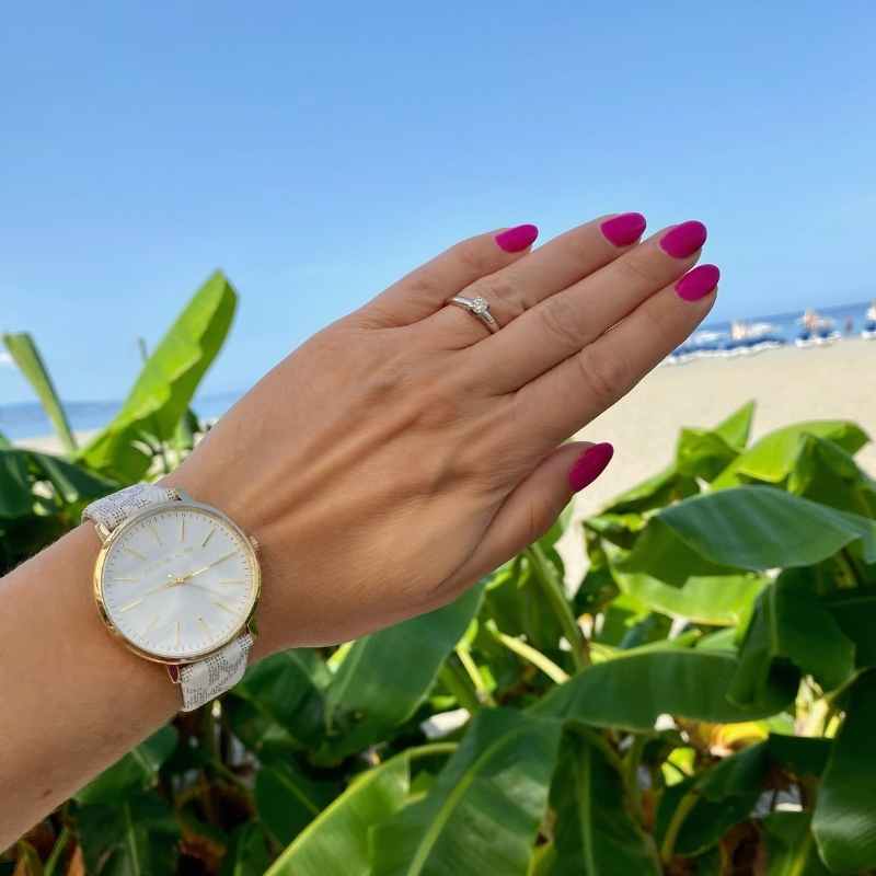  Shop Authentic Michael Kors Pyper Quartz Silver Dial White Leather Strap Watch For Women - MK2858 - Luxxuri