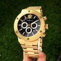  Shop Authentic Versace Greca Chronograph Black Dial Gold Steel Strap Watch For Men - VEZ900421 - Luxxuri