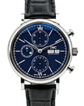  Shop Authentic IWC Portofino Chronograph Blue Dial Black Leather Strap Watch for Men - IW391023 - Luxxuri